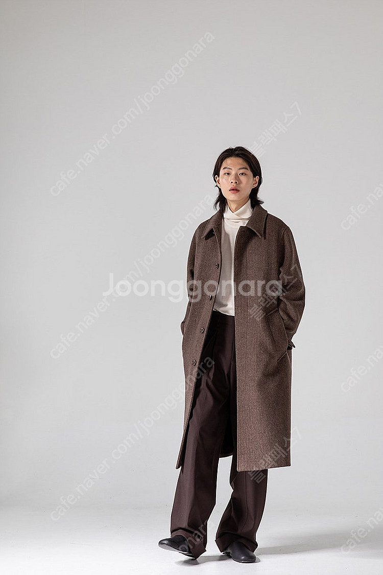 [새상품] 주앙옴므 발마칸 코트 헤링본 브라운 S--1
