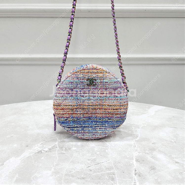 [럭스유] 샤넬 CC 로고 트위드 멀티컬러 라운드 동그리 체인백--0