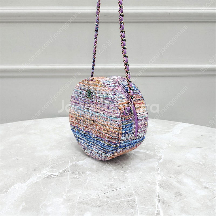 [럭스유] 샤넬 CC 로고 트위드 멀티컬러 라운드 동그리 체인백--1