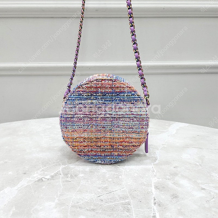 [럭스유] 샤넬 CC 로고 트위드 멀티컬러 라운드 동그리 체인백--2