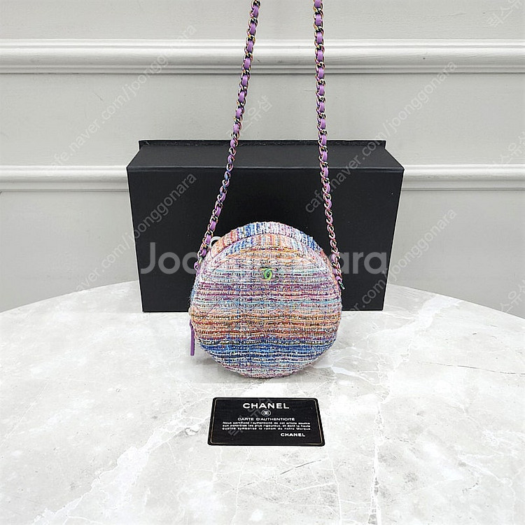 [럭스유] 샤넬 CC 로고 트위드 멀티컬러 라운드 동그리 체인백--6