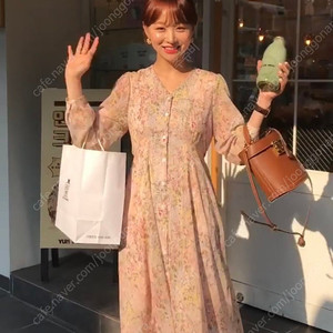 임블리 핑크빛수채화 롱원피스 베이지 진주 알파카 가디건 일괄 판매