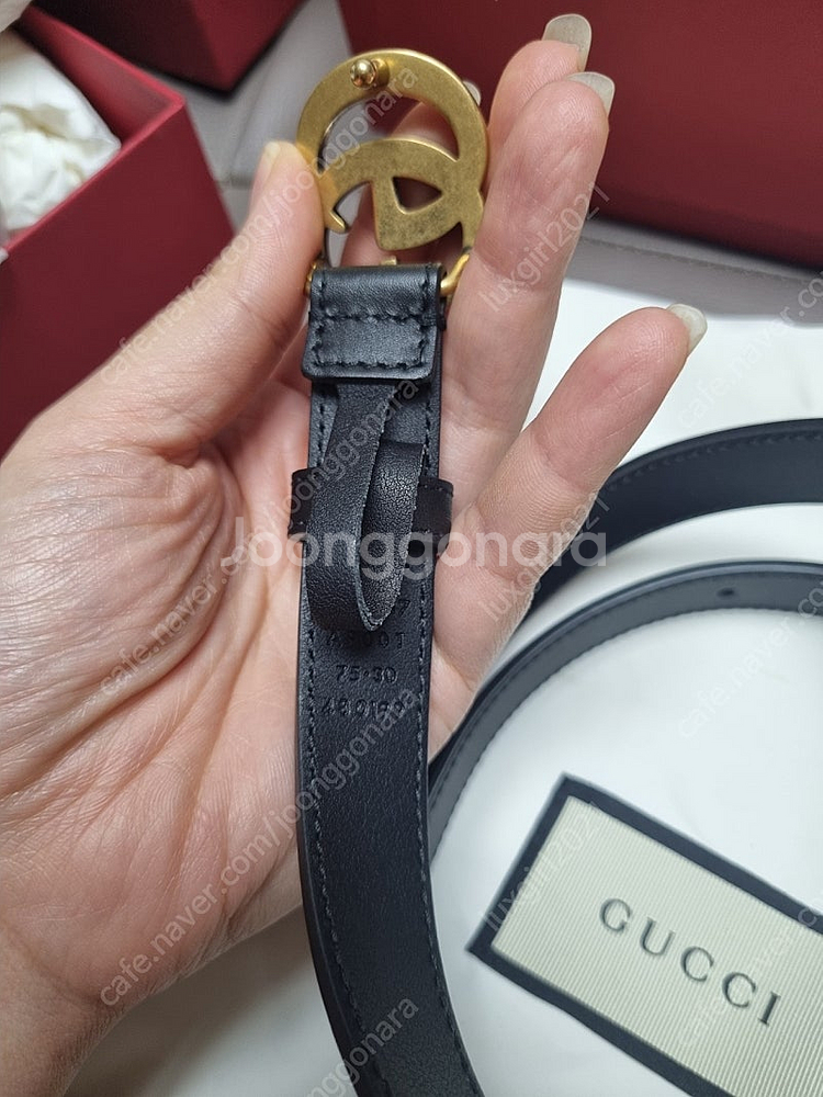 정품 구찌 GG 마몬트 앤틱 버클 2cm sz 75--1