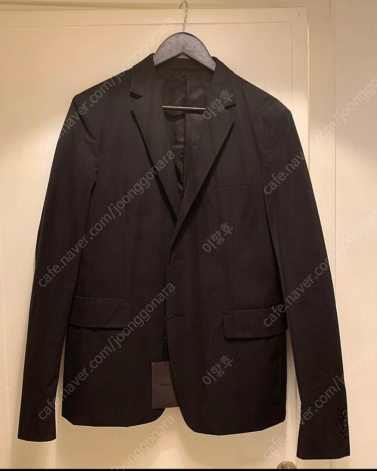 프라다 PRADA 후드 레이어드 블랙 블레이저 자켓 100사이즈 새제품 이미지