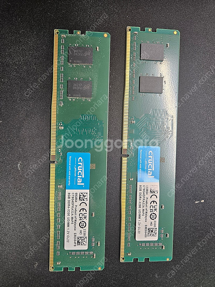 [개인]크루셜 DDR4 16gb (8gb X2개) 일괄...--0