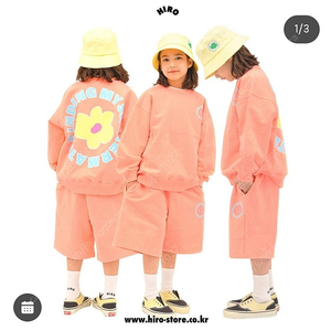 히로 파인딩 하프팬츠 피치 160 / 블랭크 체커후드티셔츠 핑크 160/ 블랭크 나일론팬츠 핑크 160