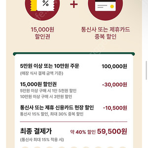 빕스 VIPS 15000원 할인권