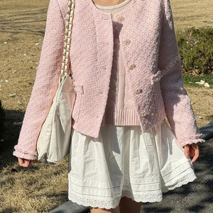 루흐 하엄지 핑크트위드자켓 새상품