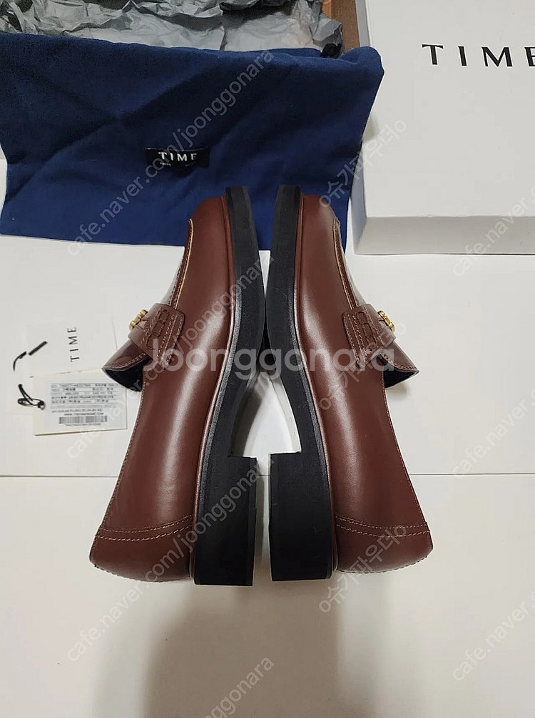 TIME 타임 레더 엠블럼 로퍼 245사이즈 새상품(한섬 슈즈 마인 시스템 랑방컬렉션 스니커즈 구두--6
