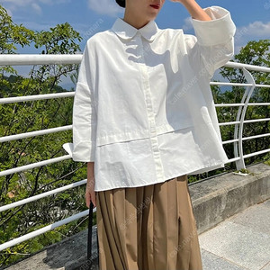 (중고) 이데알레 둥근카라 블라우스 셔츠 화이트 프리사이즈