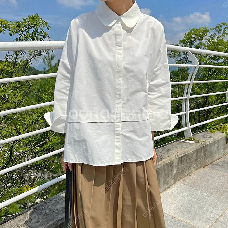 (중고) 이데알레 둥근카라 블라우스 셔츠 화이트 프리사...--2