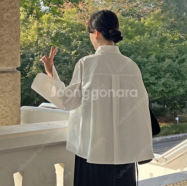(중고) 이데알레 둥근카라 블라우스 셔츠 화이트 프리사...--4