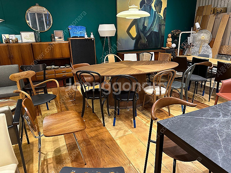 수입 원목우드 타원형 테이블 1800사이즈,미드센추리,...--0