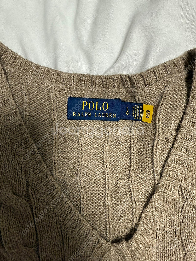 (신형QR탭) 폴로 케이블 니트 베스트 베이지 L (105-110)--1