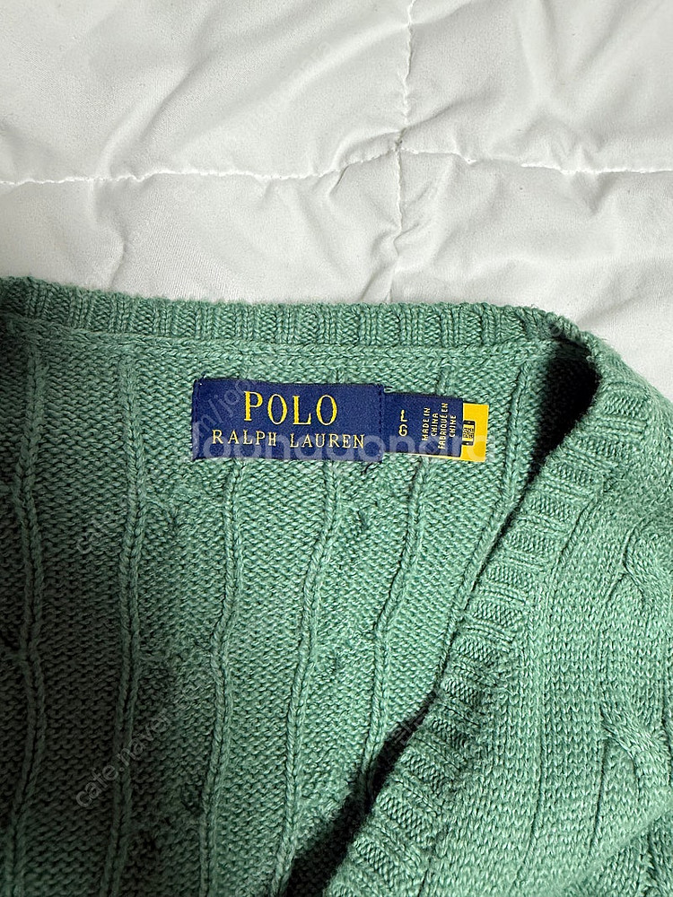 (신형QR탭) 폴로 케이블 니트 베스트 민트 그린 L (105-110)--1
