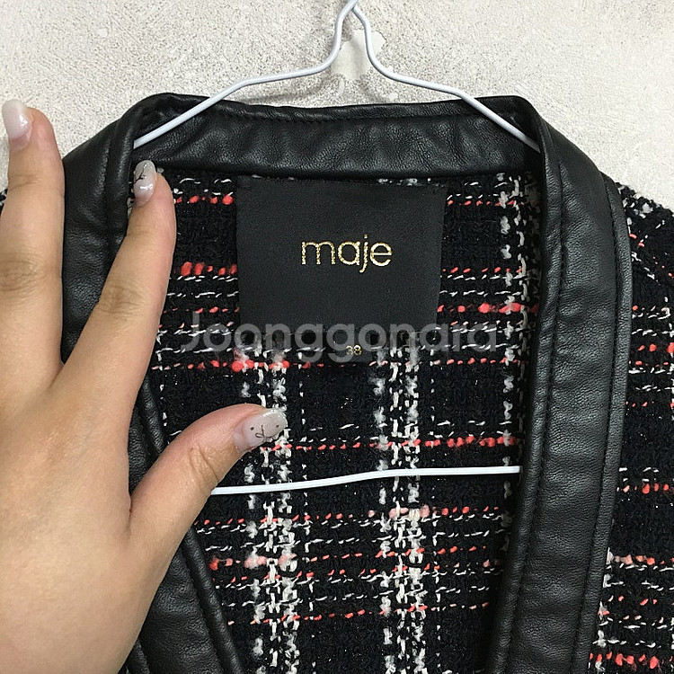 MAJE 마쥬 레더포인트 트위드 자켓 38--3