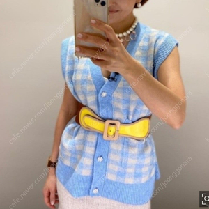 1.2.자라 브이넥 체크 오버핏 보석단추 베스트