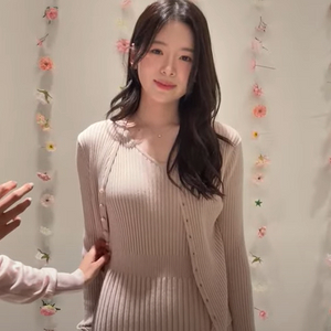 sie 시에 이젤 리브드 가디건 드레스 셋업