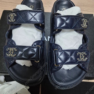 샤넬 벨크로 뮬(네이비)-37