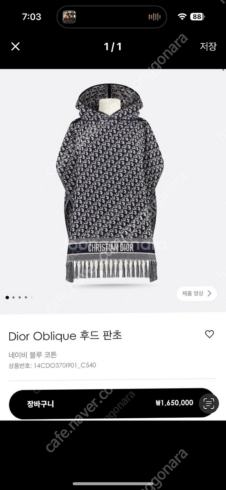 디올 오블리크 후드 판초--0