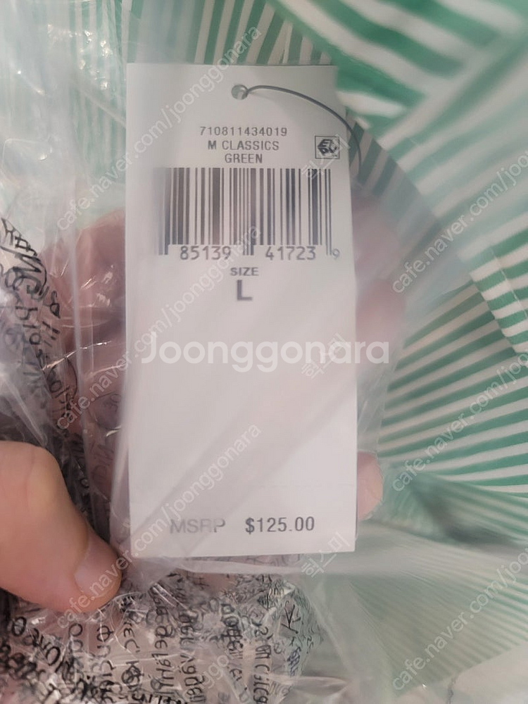 L 폴로 스트라이프 셔츠 그린--1