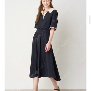 sjsj 컬러블록 오픈칼라 드레스