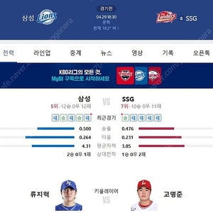 (정가) 4/29 ssg vs 삼성 3루 응원지정석 통로자리