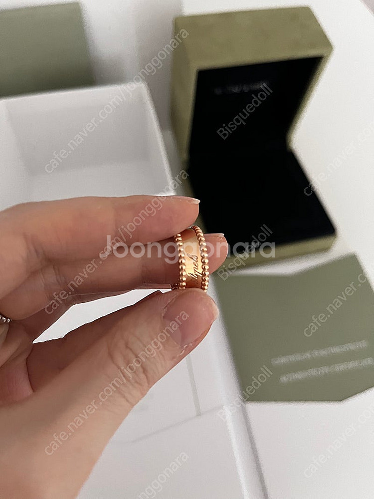 반클리프앤아펠 빼를리 시그니처 링 18K 로즈골드 반지--5