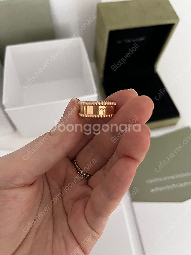 반클리프앤아펠 빼를리 시그니처 링 18K 로즈골드 반지--6