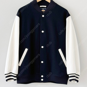 제이프레스 네이비 멜톤울x트윌 바시티 자켓 J.PRESS ORIGINALS MELTON X TWILL VARSITY JACKET NAVY (L)