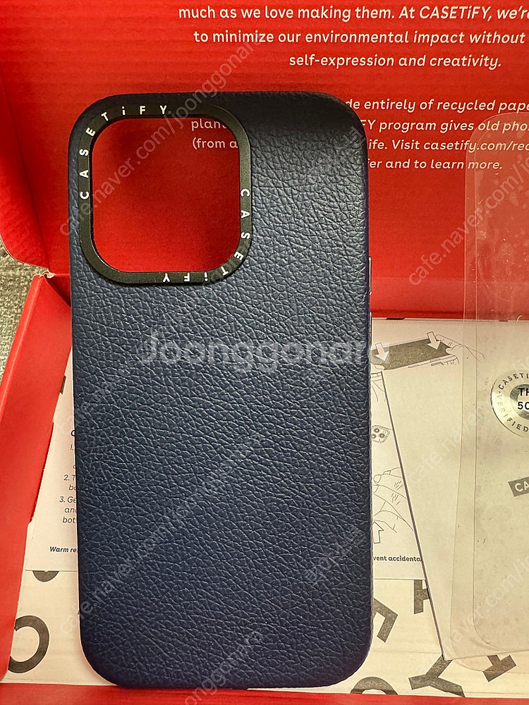 [아이폰14프로] 케이스티파이 래더(가죽)케이스 네이비--1