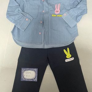 새상품) 젤리멜로 래빗 데님셔츠 치노팬츠 세트일괄 4-5y 110 3-4y 100