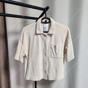 h&m 에이치앤엠 테리 크롭기장 반팔셔츠 xs
