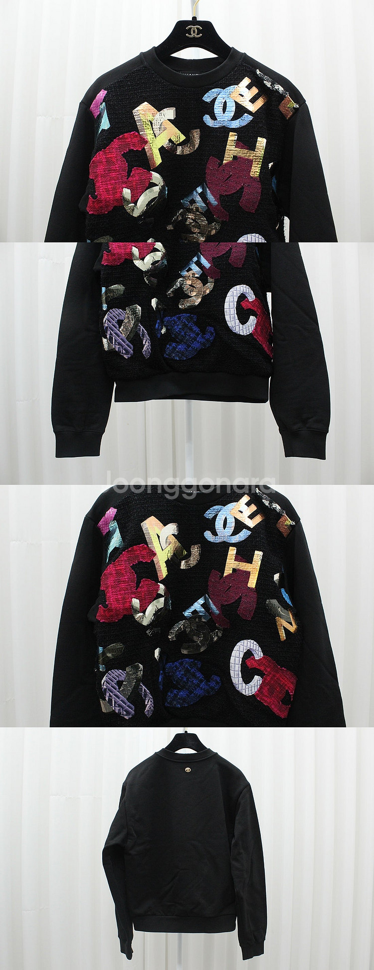 [중고명품다올] 샤넬 22시즌 런웨이 CC로고 그래픽 블랙 트위드 스웨터 34 P72996K10505 상태 S급--1