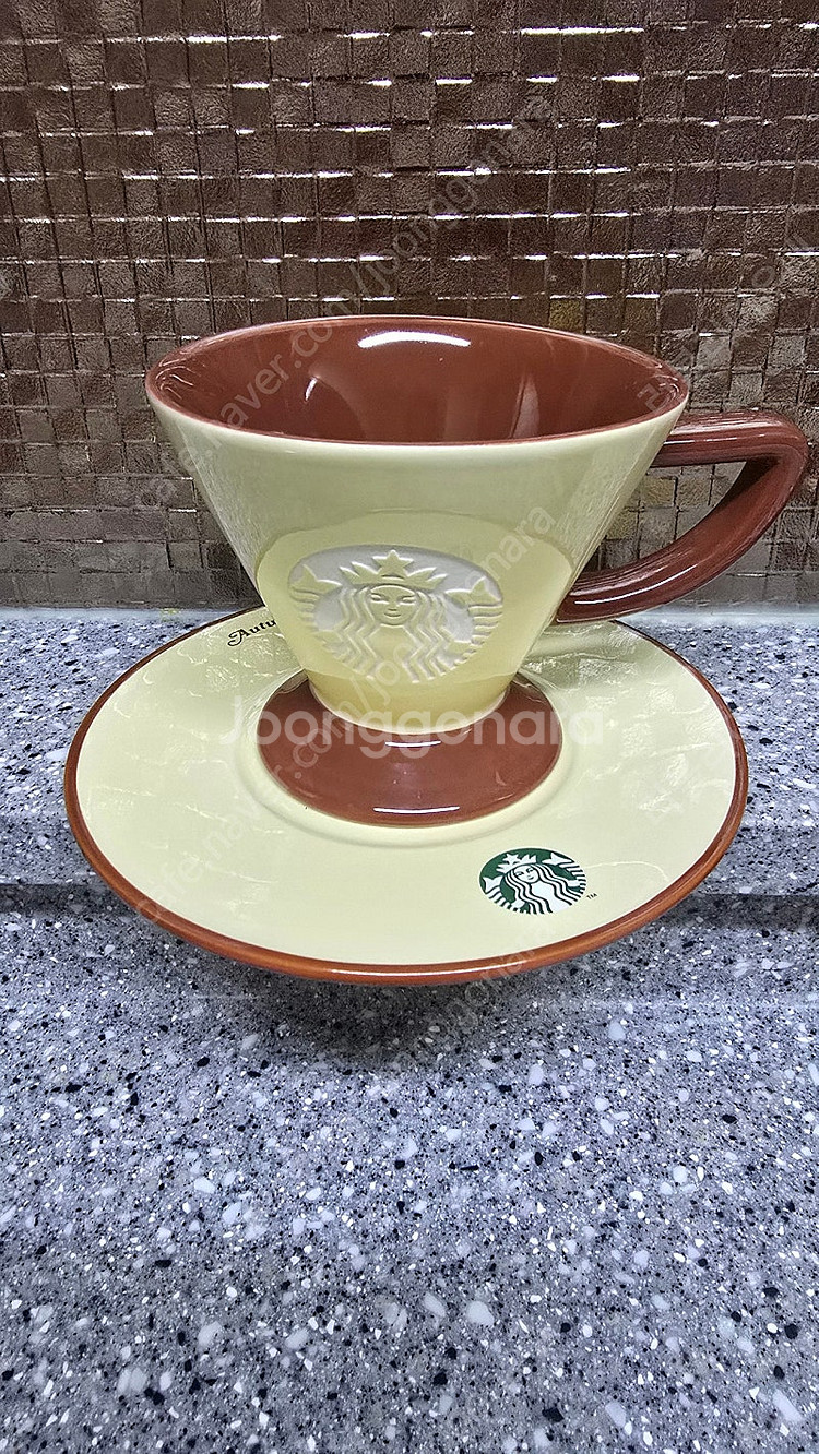 [스타벅스] 22 오텀 브라운 머그 앤 소서--0