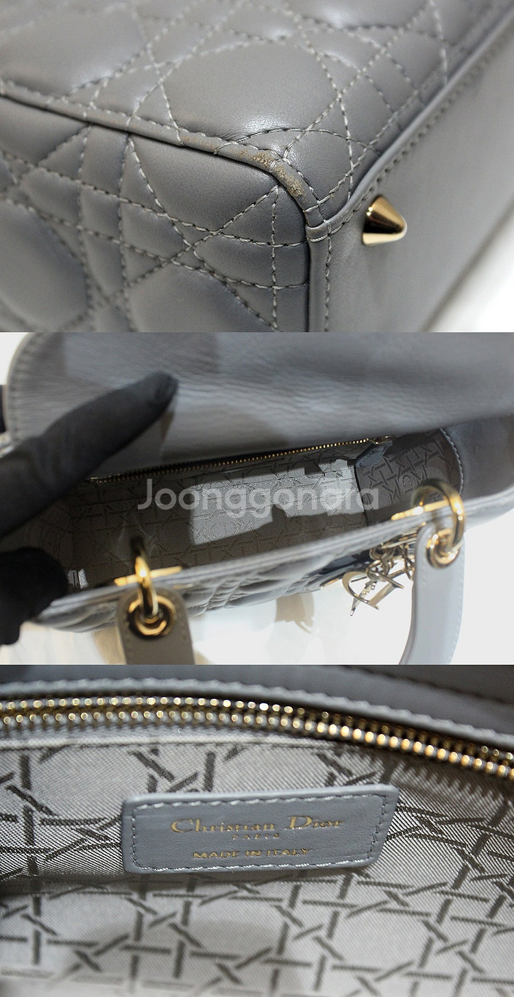 [중고명품다올] 디올 레이디백 스몰 아이언그레이 토트 ...--5