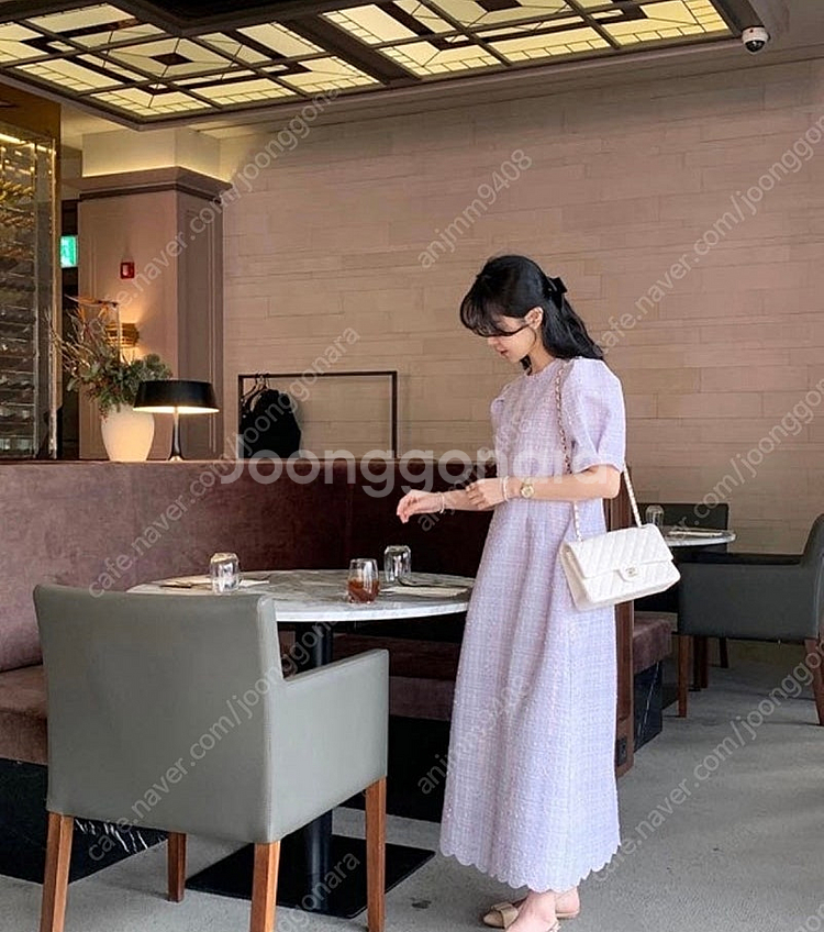 바이씨니 트위드 보라 원피스 (키작녀)--0