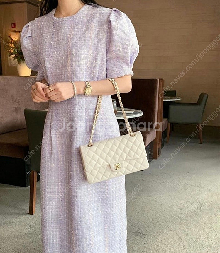 바이씨니 트위드 보라 원피스 (키작녀)--3