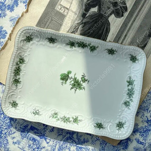 독일 빈티지 젤트만바이덴 바바리아 그린로즈 사각접시 이미지
