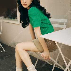 온앤온 문가영 케이블 반팔 니트 브이넥 여름 꽈배기