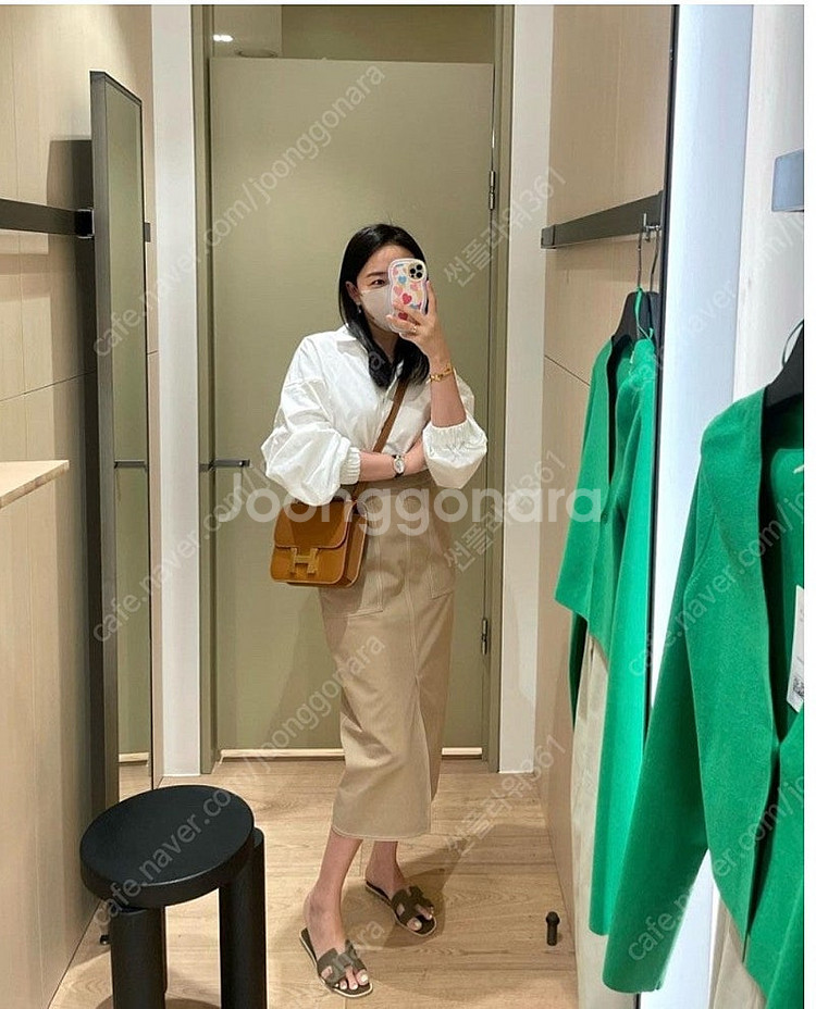 자스민케이 스티치 슬릿 스커트 베이지 M--2