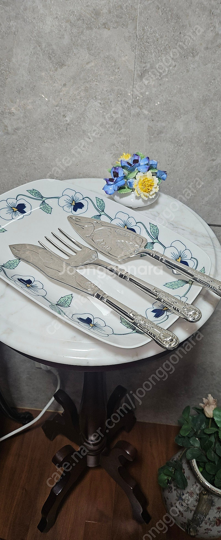 영국) Mayell 실버플레이트 킹스패턴 케잌서버 피쉬...--0