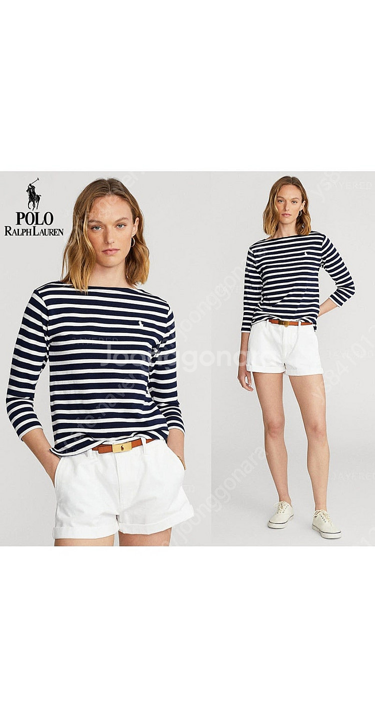 폴로 랄프로렌 윔블던 스트라이프 티셔츠 팝다--1