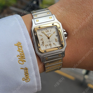 [정품] 까르띠에 산토스 입체판 한정 18K 콤비 오토메틱 한정판 (Cartier Santos Galbee Large LM Automatic)