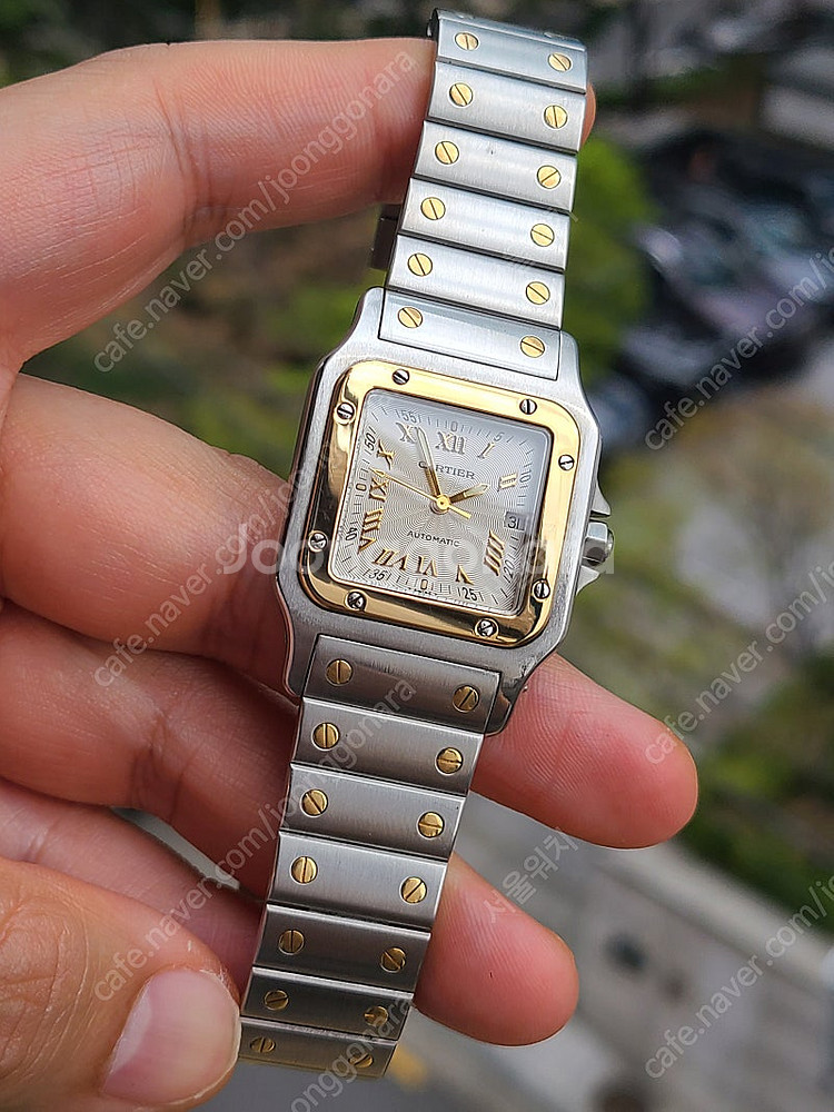 [정품] 까르띠에 산토스 입체판 한정 18K 콤비 오토...--7