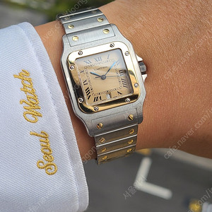 [정품] 까르띠에 산토스갈베 아이보리 에이징 다이얼 18k 콤비 LM 라지 남성 (Cartier Santos Galbee 18K Gold Two-Tone Men's LM)