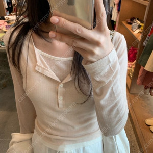 레이지샵 버튼 레이어드 티셔츠