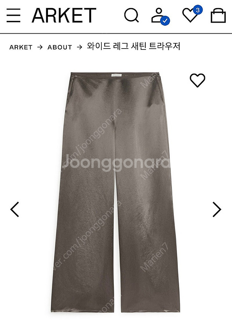 ARKET 아르켓 새틴 트라우저 (다크 토프 34사이즈...--0