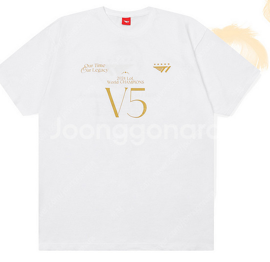 LOL T1 2024 월즈 우승 5성 (V5) 티셔츠 ...--1