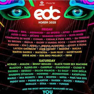 EDC KOREA 4월 25일 26일 - 금 / 토 양일 VIP 티켓 판매 (2명)